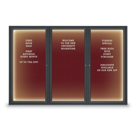United Visual Products Indoor Enclosed Combo Board, 42"x32", Black Frame/Burgundy & Pumice UVCB4232B-BURGUN-PUMICE